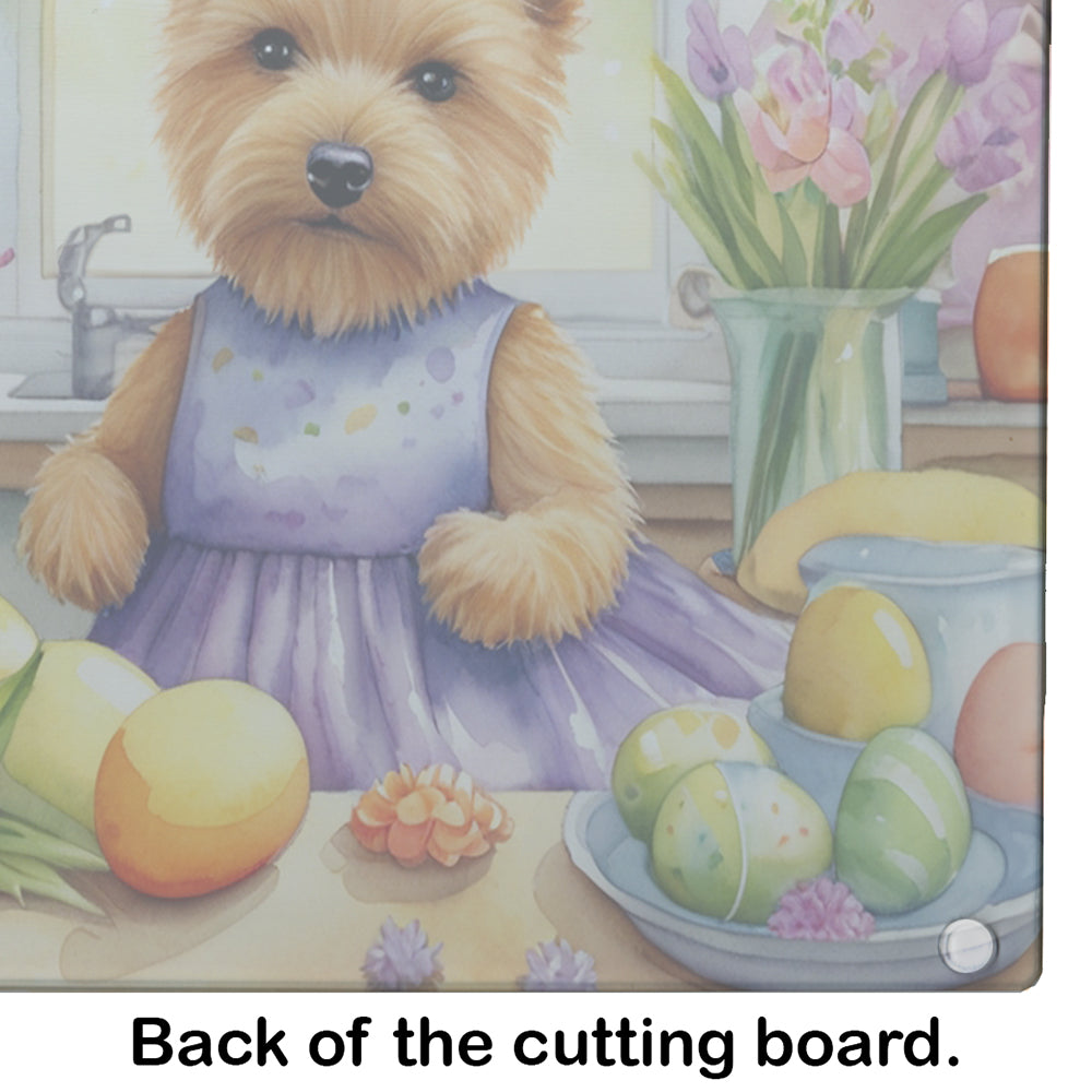 Decorating Easter Norwich Terrier Glass Cutting Board