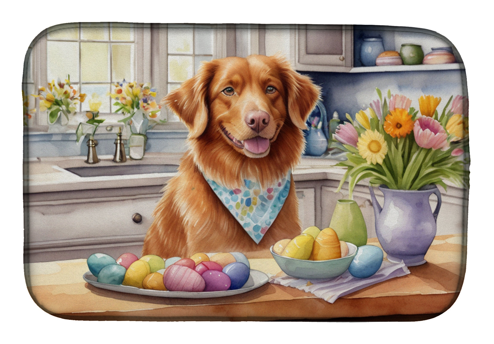 Buy this Decorating Easter Nova Scotia Duck Tolling Retriever Dish Drying Mat