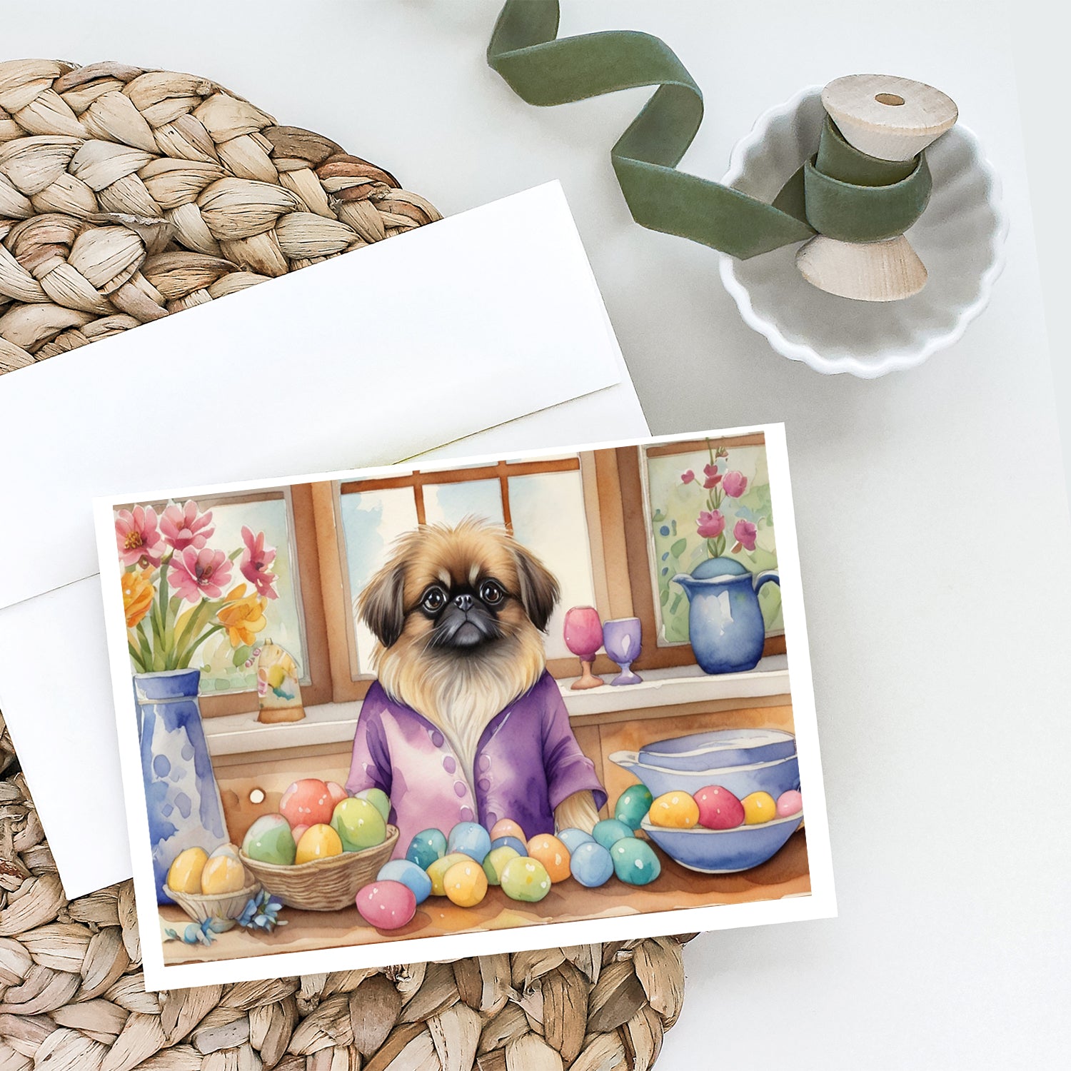 Buy this Decorating Easter Pekingese Greeting Cards Pack of 8