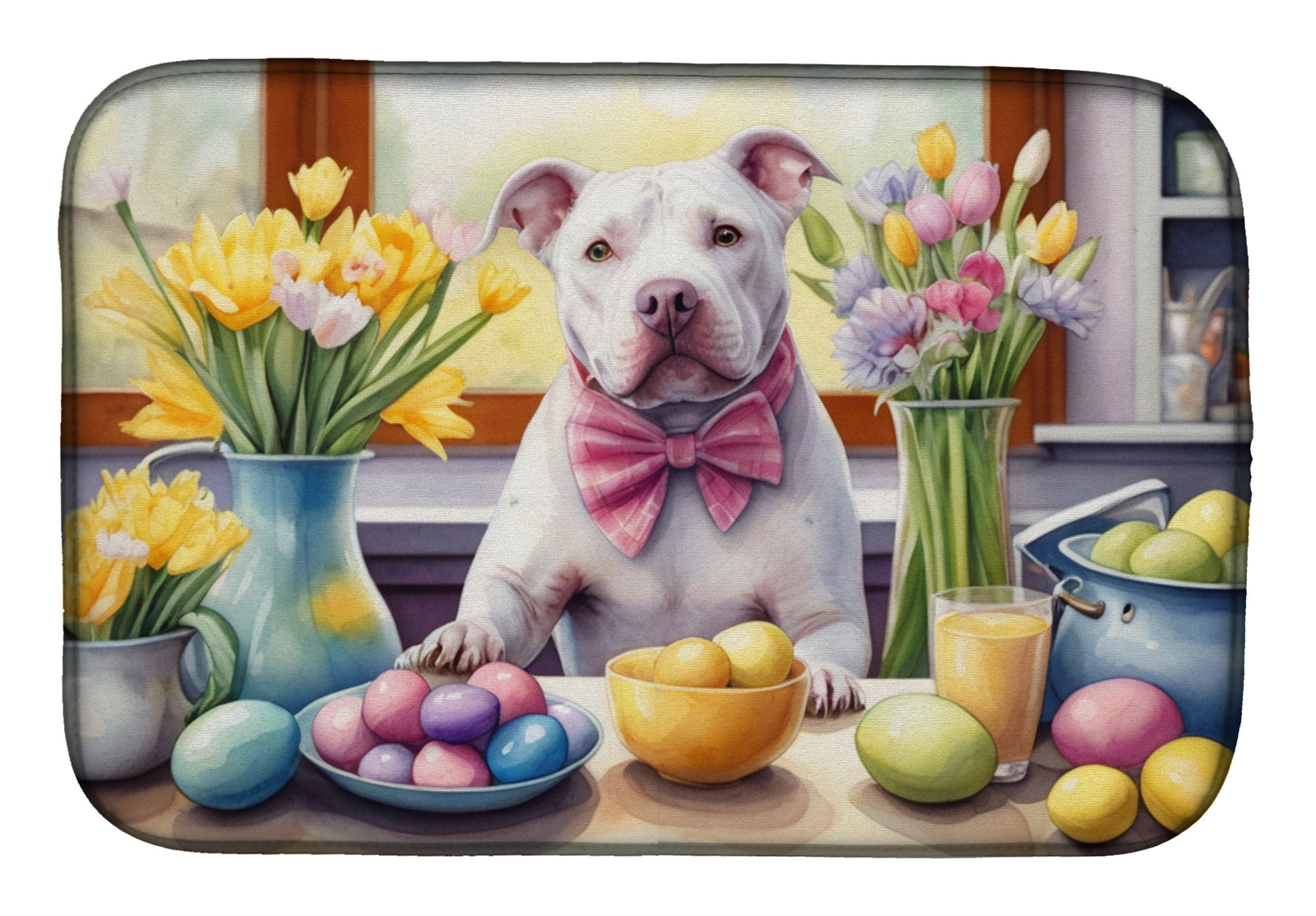 Buy this Decorating Easter Pit Bull Terrier Dish Drying Mat