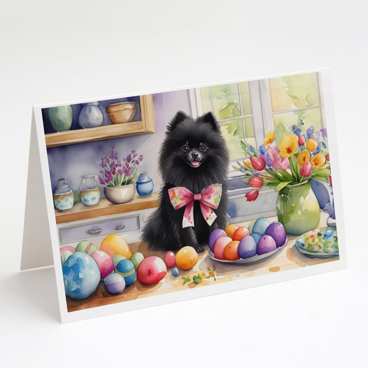 Buy this Decorating Easter Pomeranian Greeting Cards Pack of 8