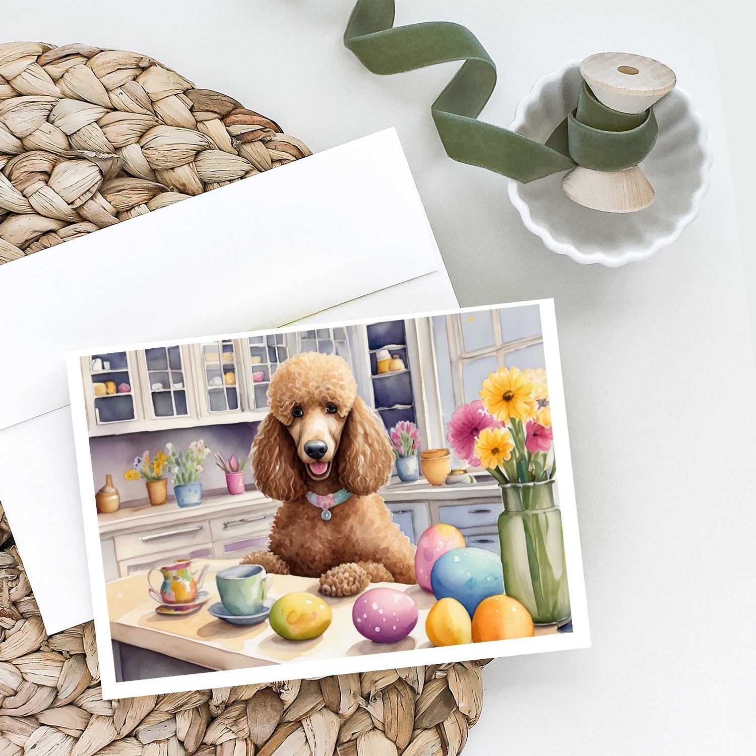 Buy this Decorating Easter Poodle Greeting Cards Pack of 8