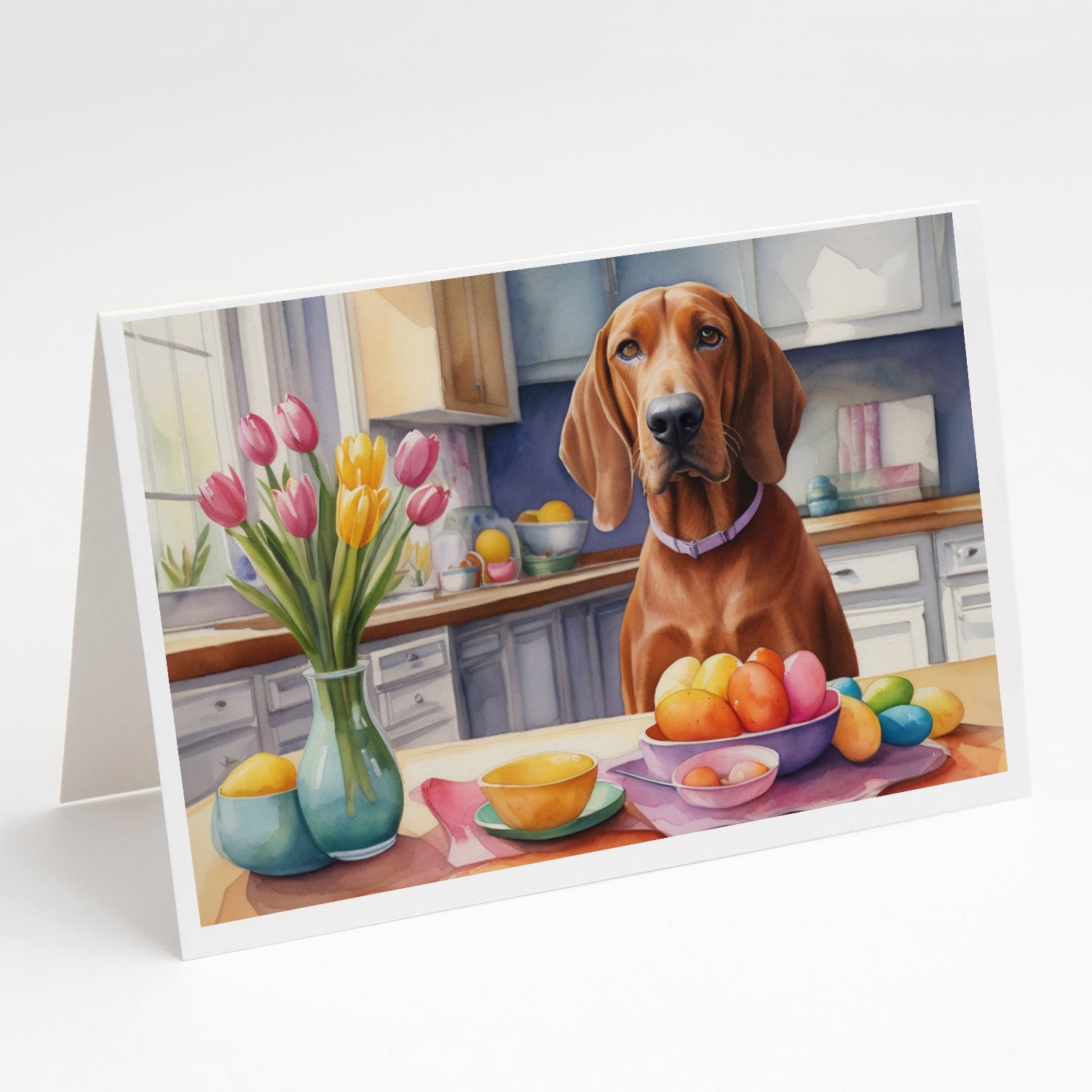 Buy this Decorating Easter Redbone Coonhound Greeting Cards Pack of 8