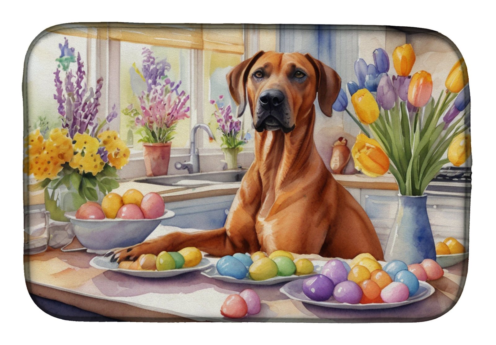 Buy this Decorating Easter Rhodesian Ridgeback Dish Drying Mat