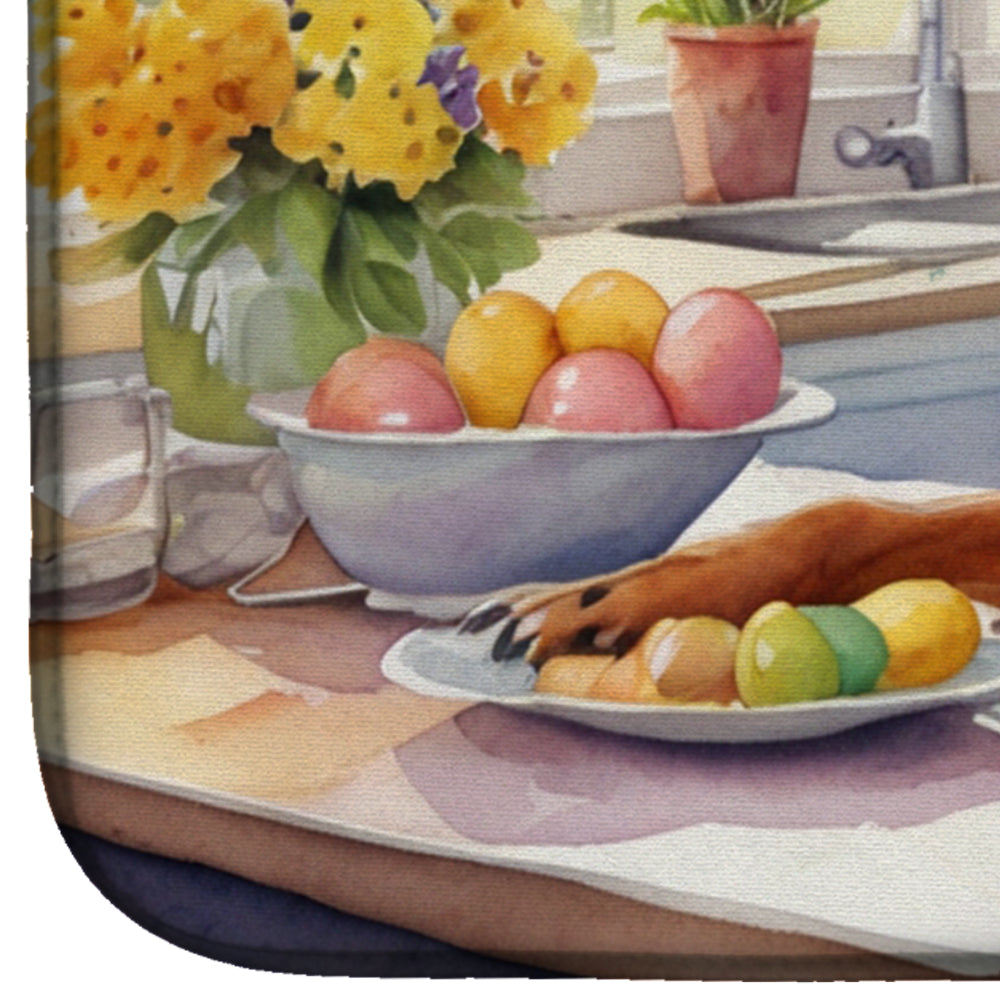 Decorating Easter Rhodesian Ridgeback Dish Drying Mat