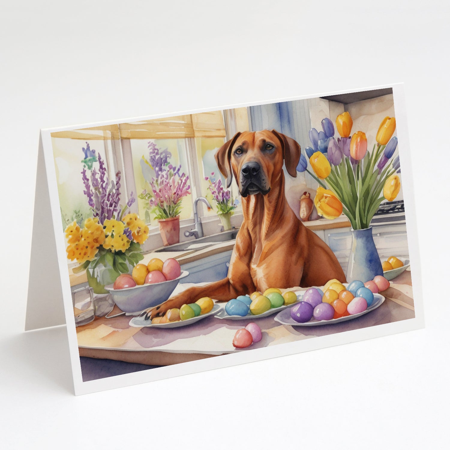 Buy this Decorating Easter Rhodesian Ridgeback Greeting Cards Pack of 8