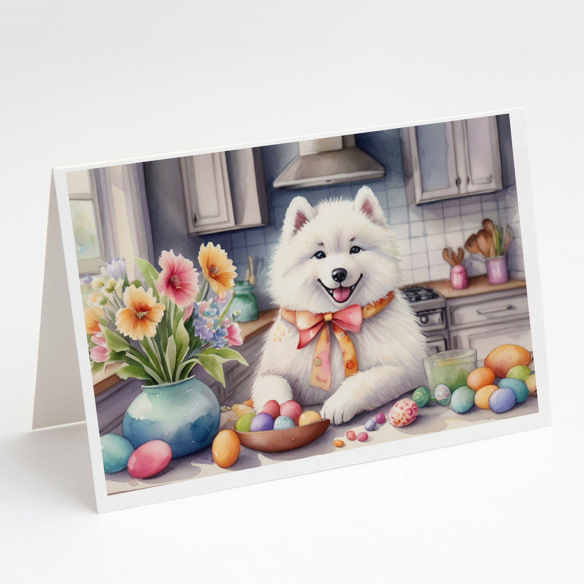 Buy this Decorating Easter Samoyed Greeting Cards Pack of 8