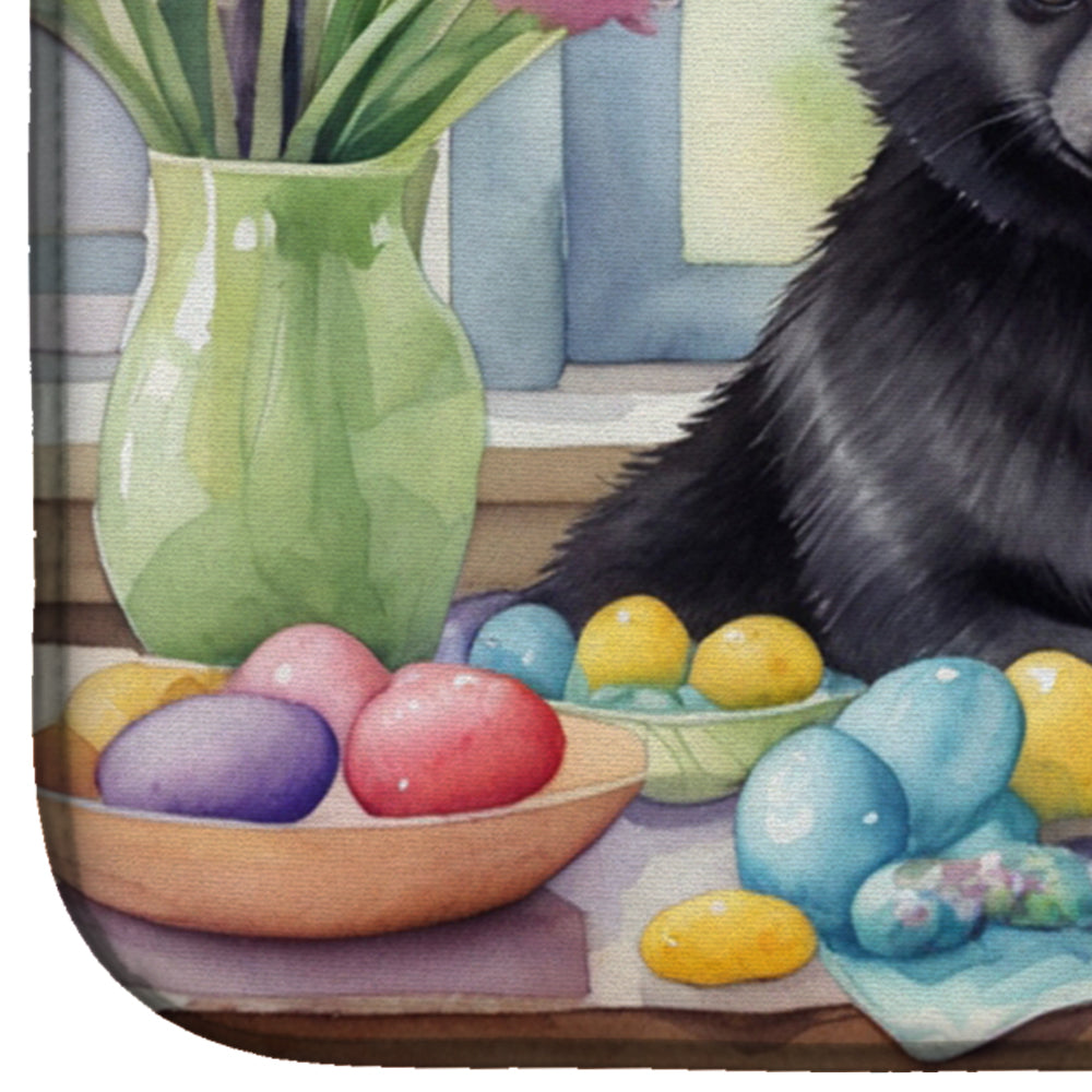 Decorating Easter Schipperke Dish Drying Mat