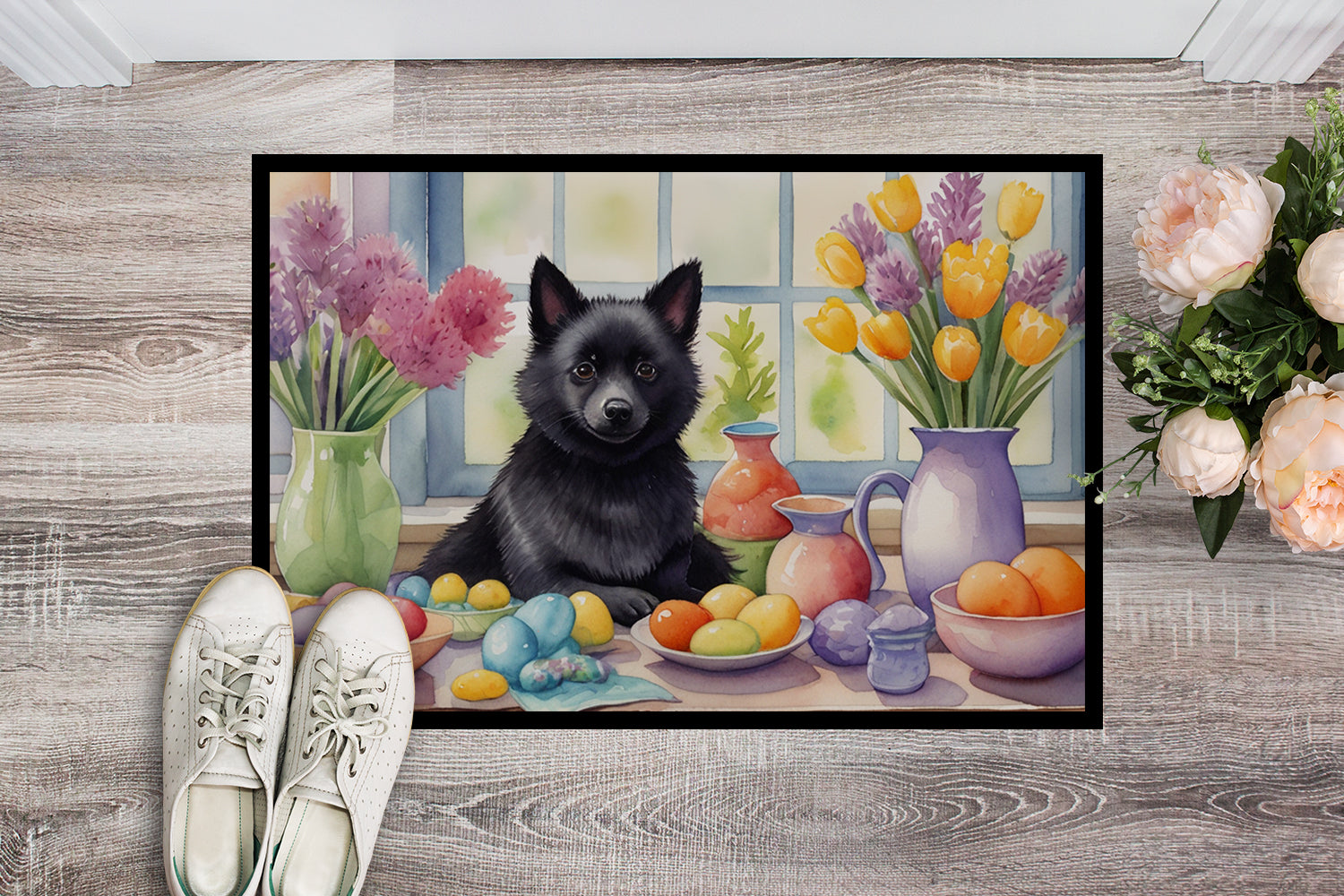 Decorating Easter Schipperke Doormat