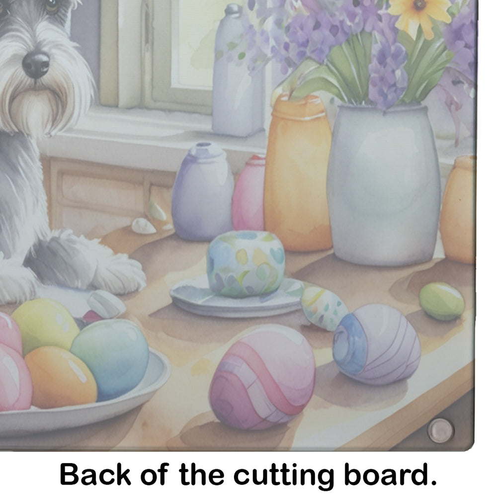 Decorating Easter Schnauzer Glass Cutting Board