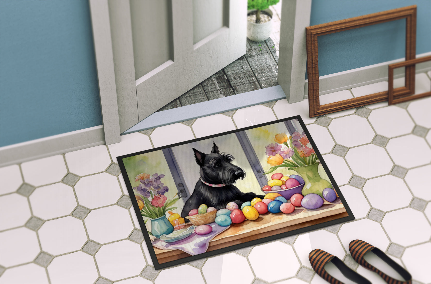 Decorating Easter Scottish Terrier Doormat