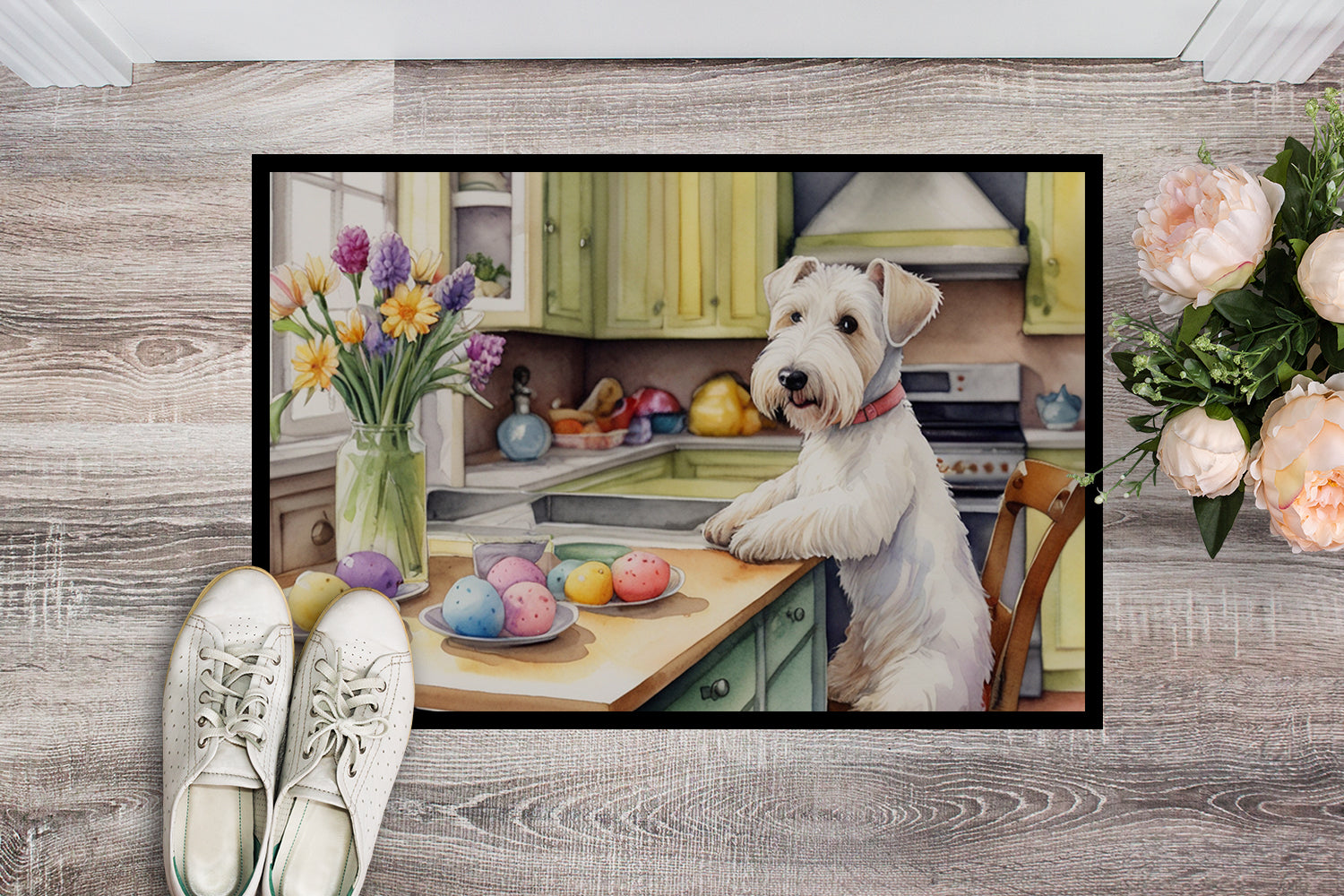 Decorating Easter Sealyham Terrier Doormat