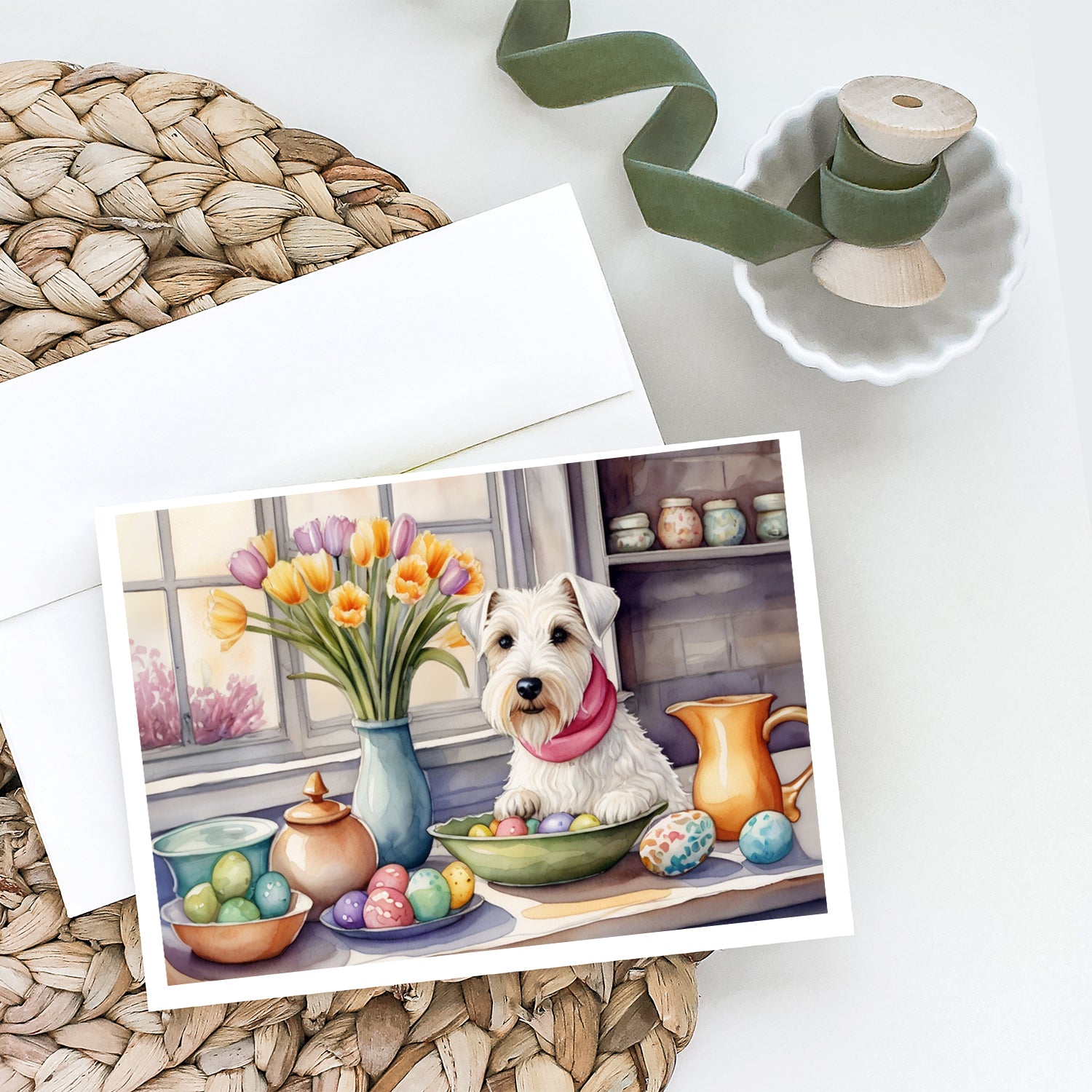 Buy this Decorating Easter Sealyham Terrier Greeting Cards Pack of 8