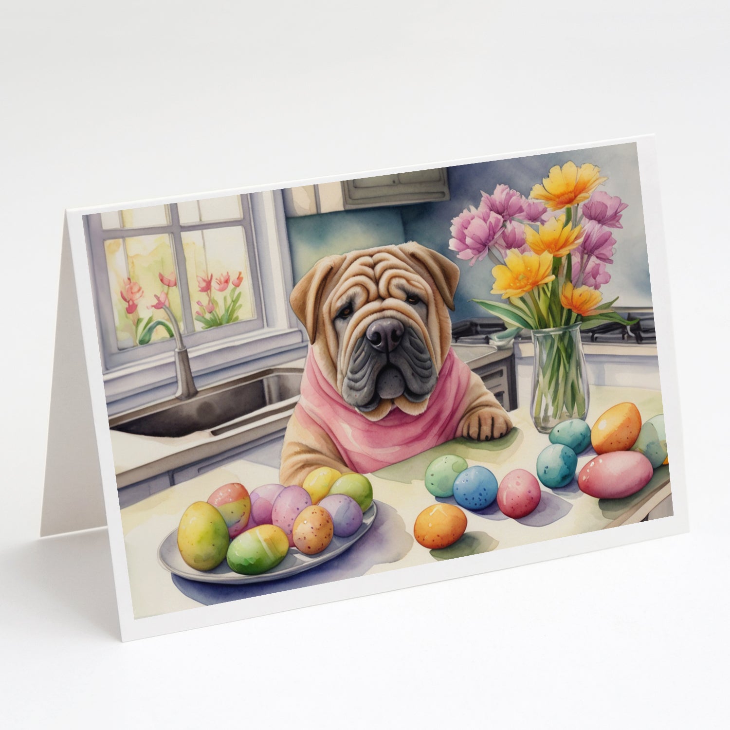 Buy this Decorating Easter Shar Pei Greeting Cards Pack of 8