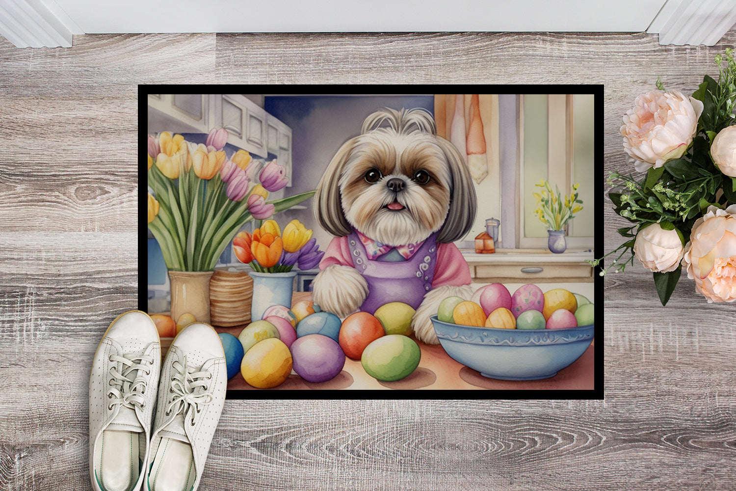 Decorating Easter Shih Tzu Doormat