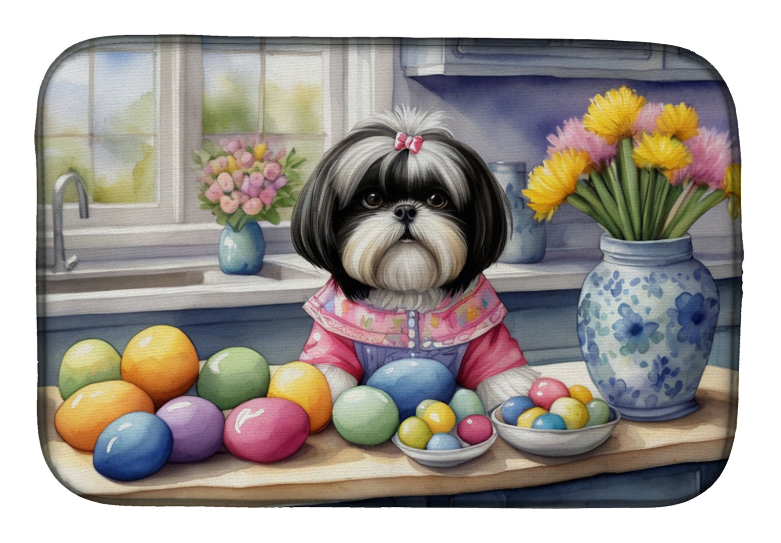 Buy this Decorating Easter Shih Tzu Dish Drying Mat