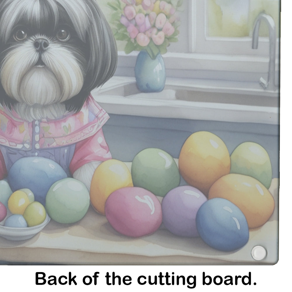 Decorating Easter Shih Tzu Glass Cutting Board