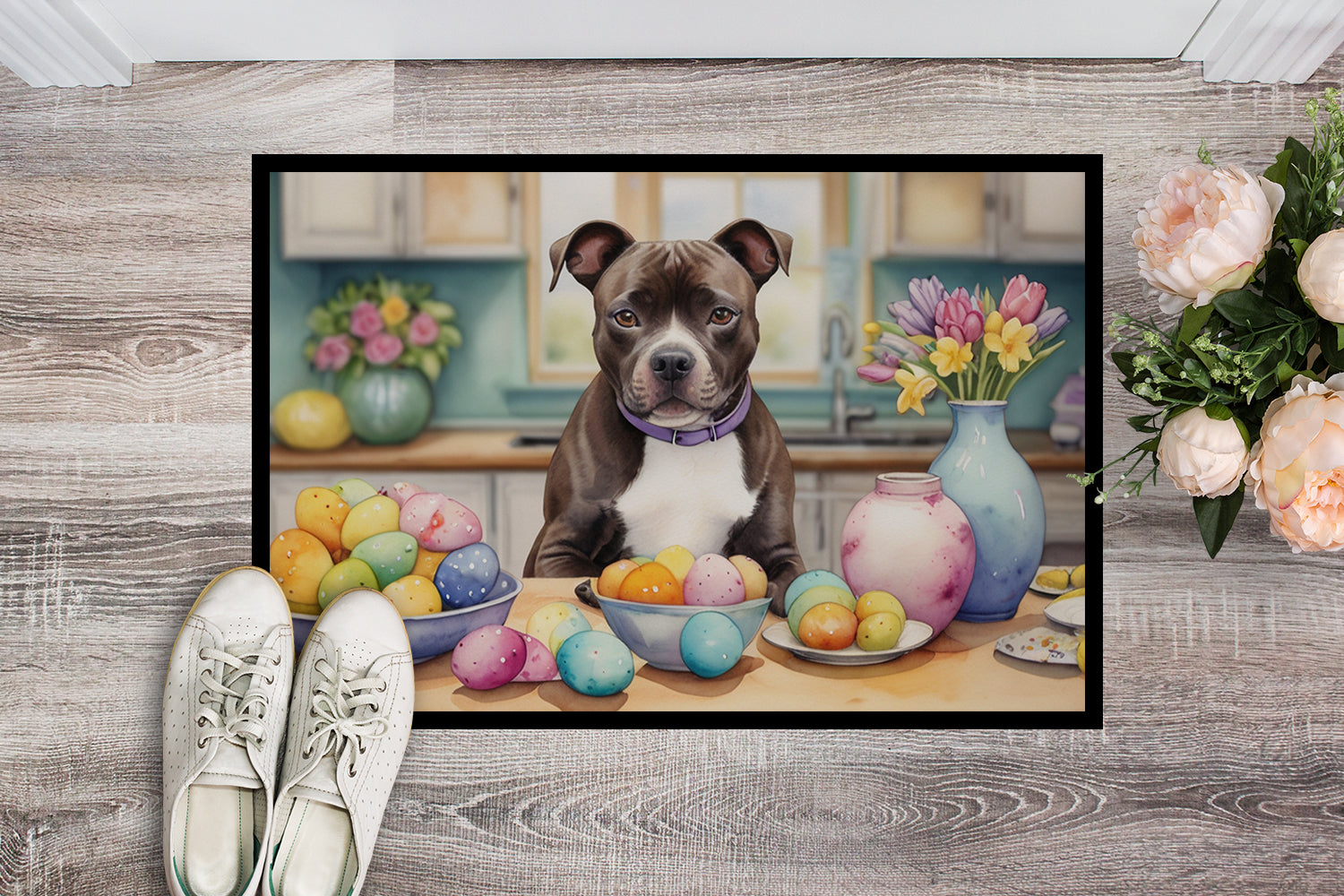 Buy this Decorating Easter Staffordshire Bull Terrier Doormat