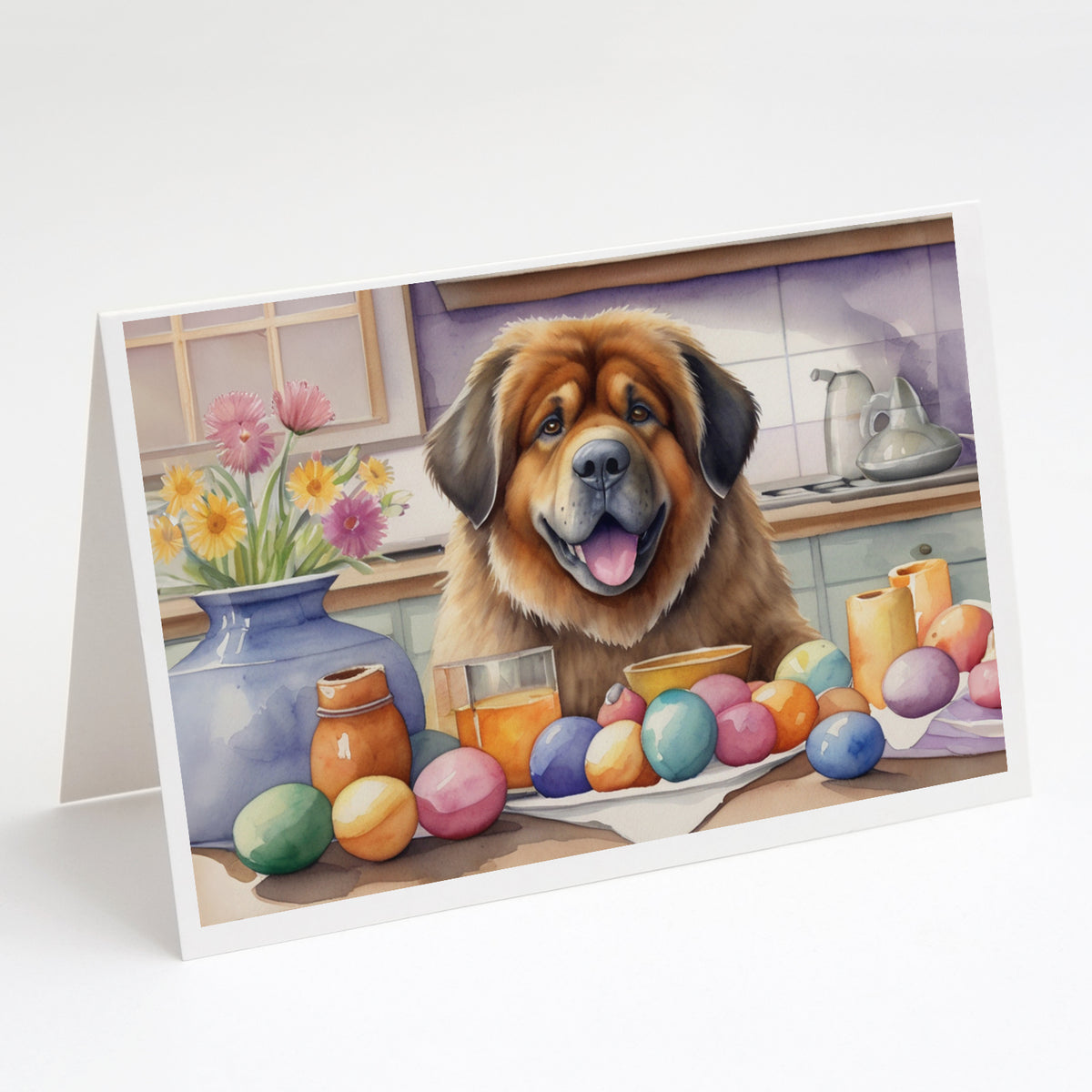 Buy this Decorating Easter Tibetan Mastiff Greeting Cards Pack of 8