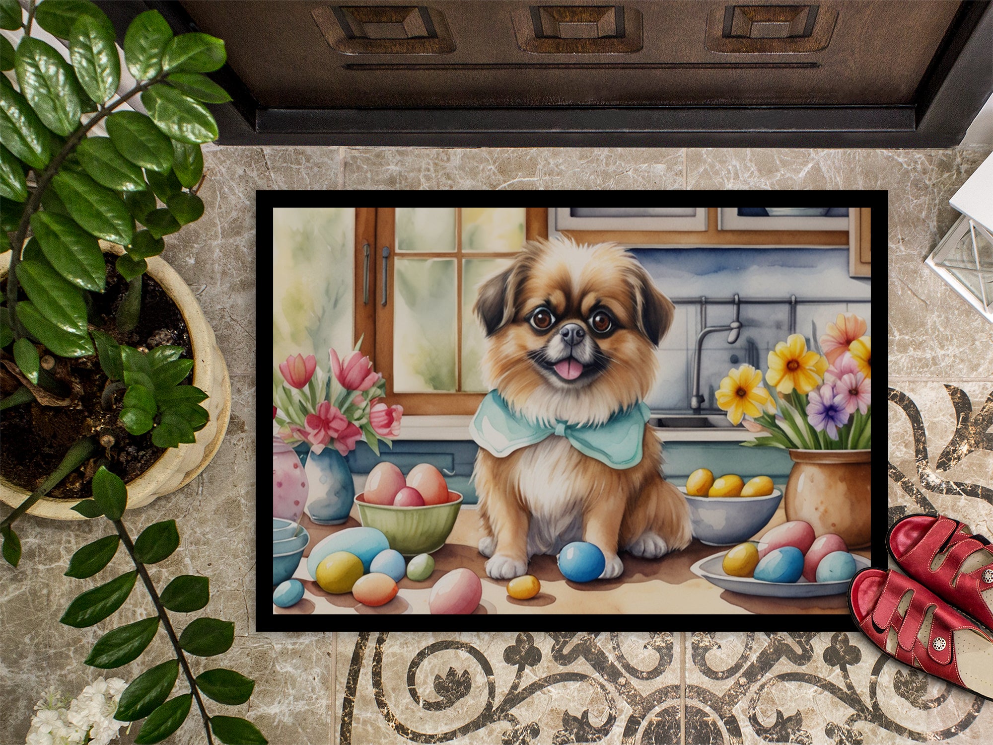 Decorating Easter Tibetan Spaniel Doormat