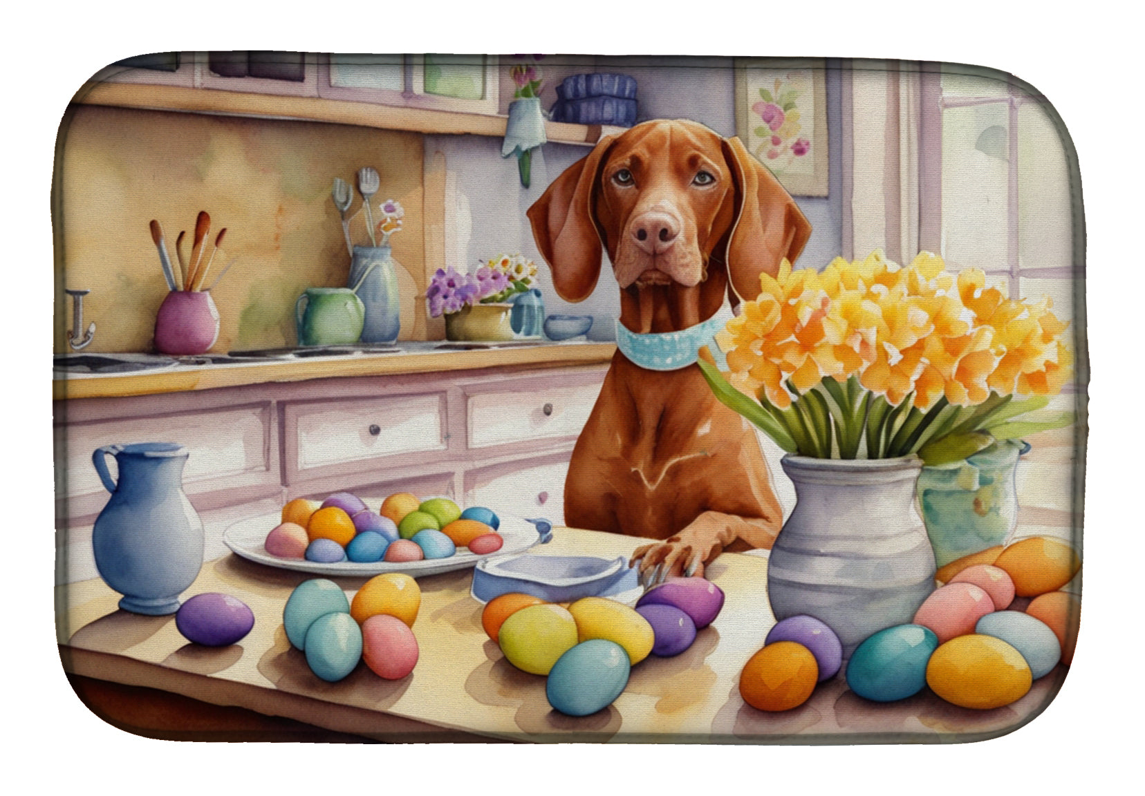 Buy this Decorating Easter Vizsla Dish Drying Mat