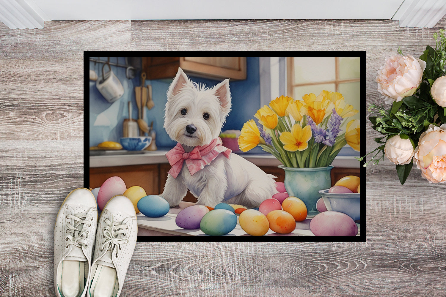 Decorating Easter Westie Doormat