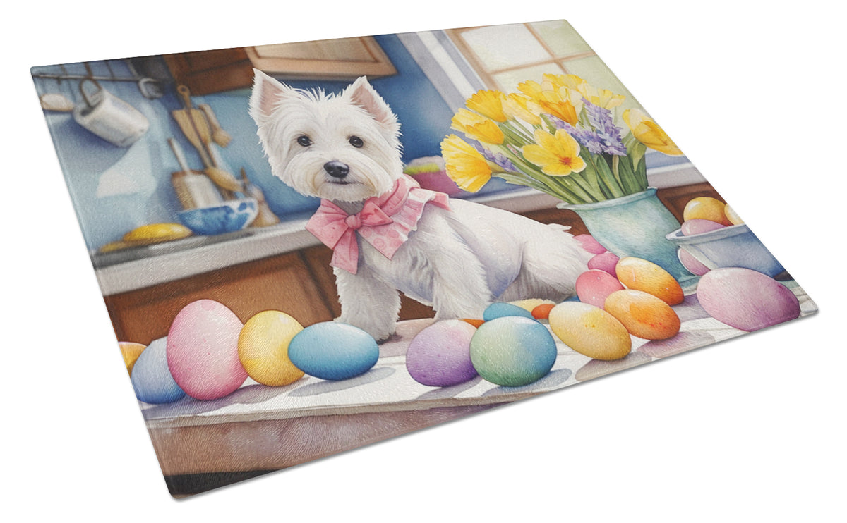 Buy this Decorating Easter Westie Glass Cutting Board