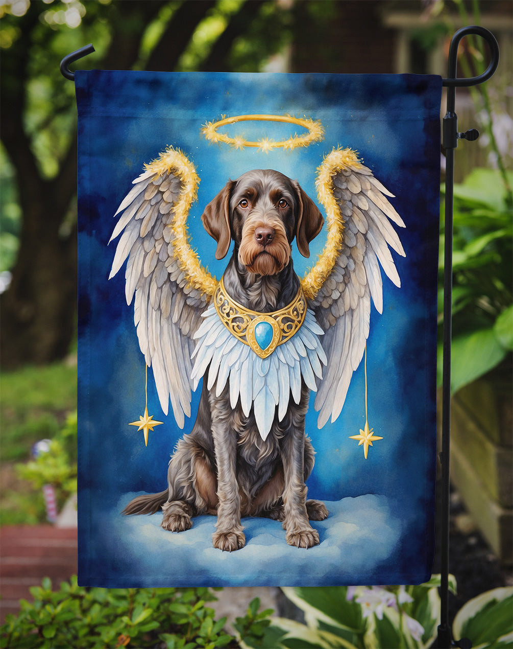 German Wirehaired Pointer My Angel Garden Flag