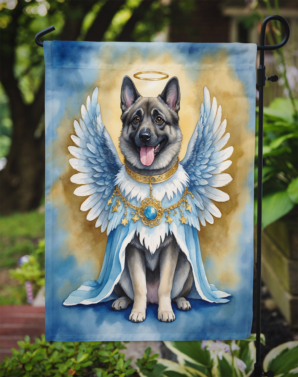 Norwegian Elkhound My Angel Garden Flag