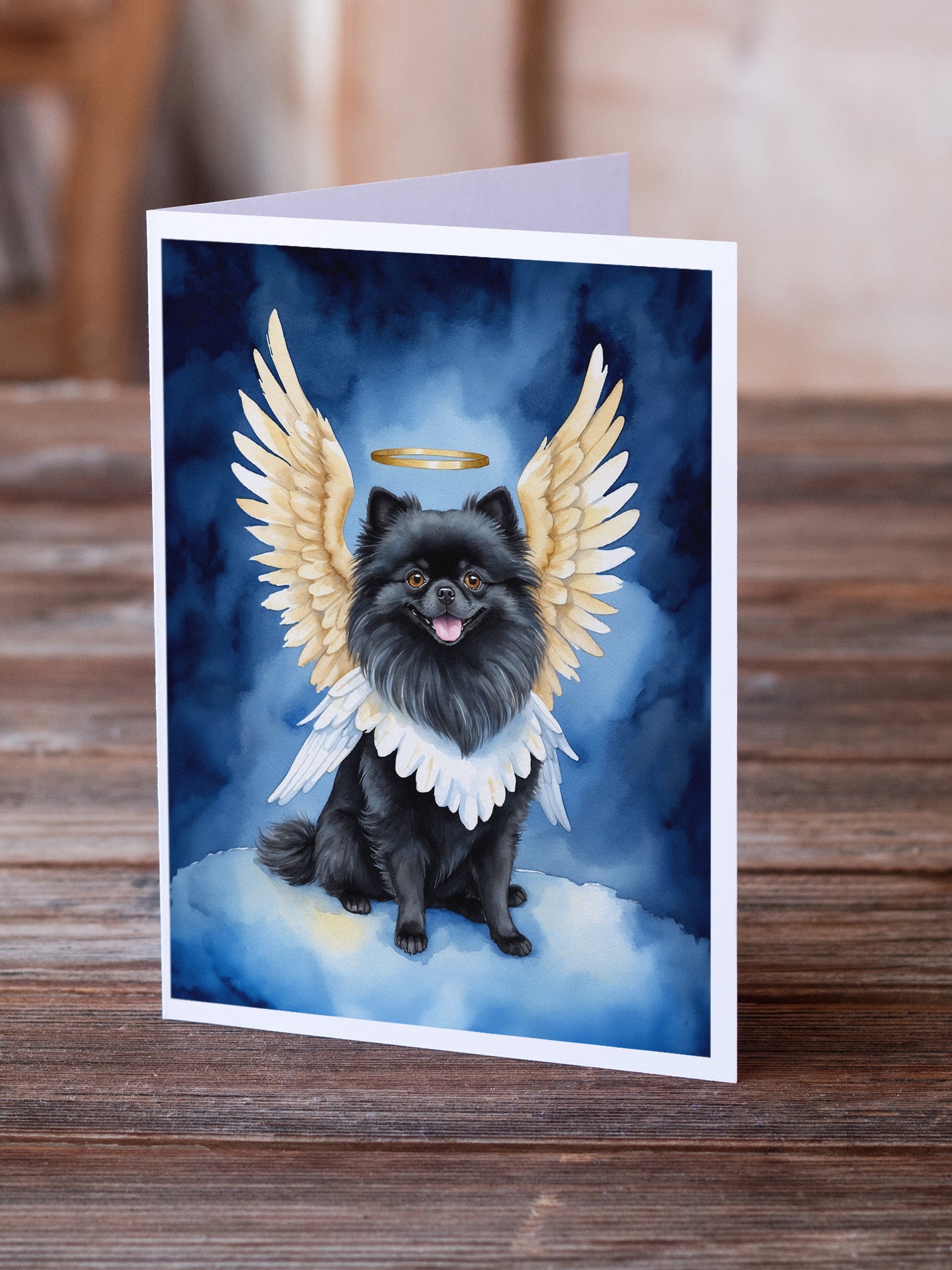 Black Pomeranian My Angel Greeting Cards Pack of 8