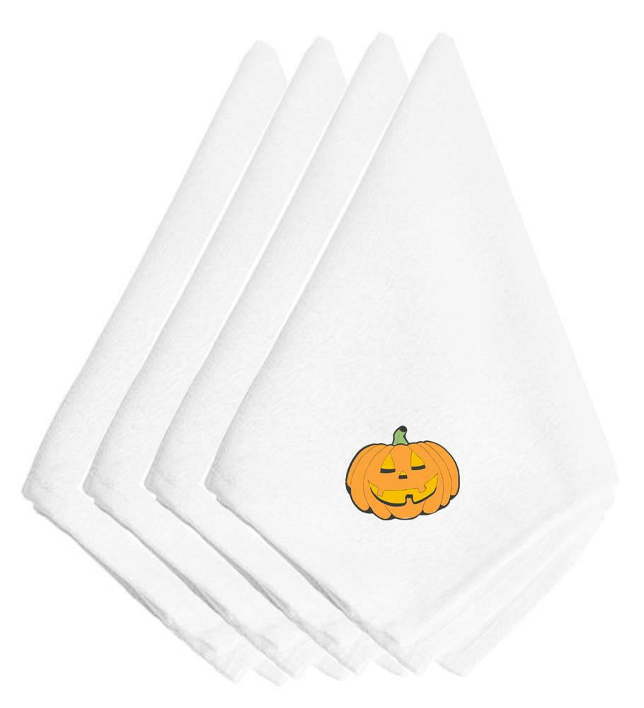 Halloween Jack O&#39; Lantern Pumpkin Embroidered Napkins Set of 4 EMAI0004NPKE by Caroline&#39;s Treasures