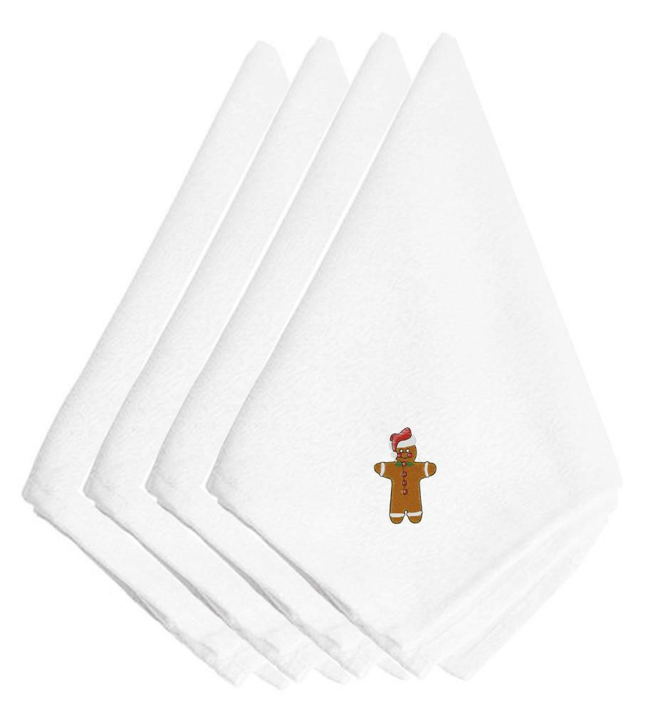 Christmas Gingerbread Man Embroidered Napkins Set of 4 EMBT2419NPKE by Caroline&#39;s Treasures