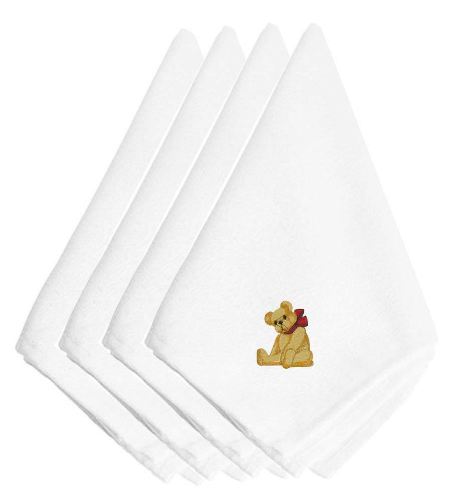 Christmas Teddy Bear Embroidered Napkins Set of 4 EMBT2421NPKE by Caroline&#39;s Treasures