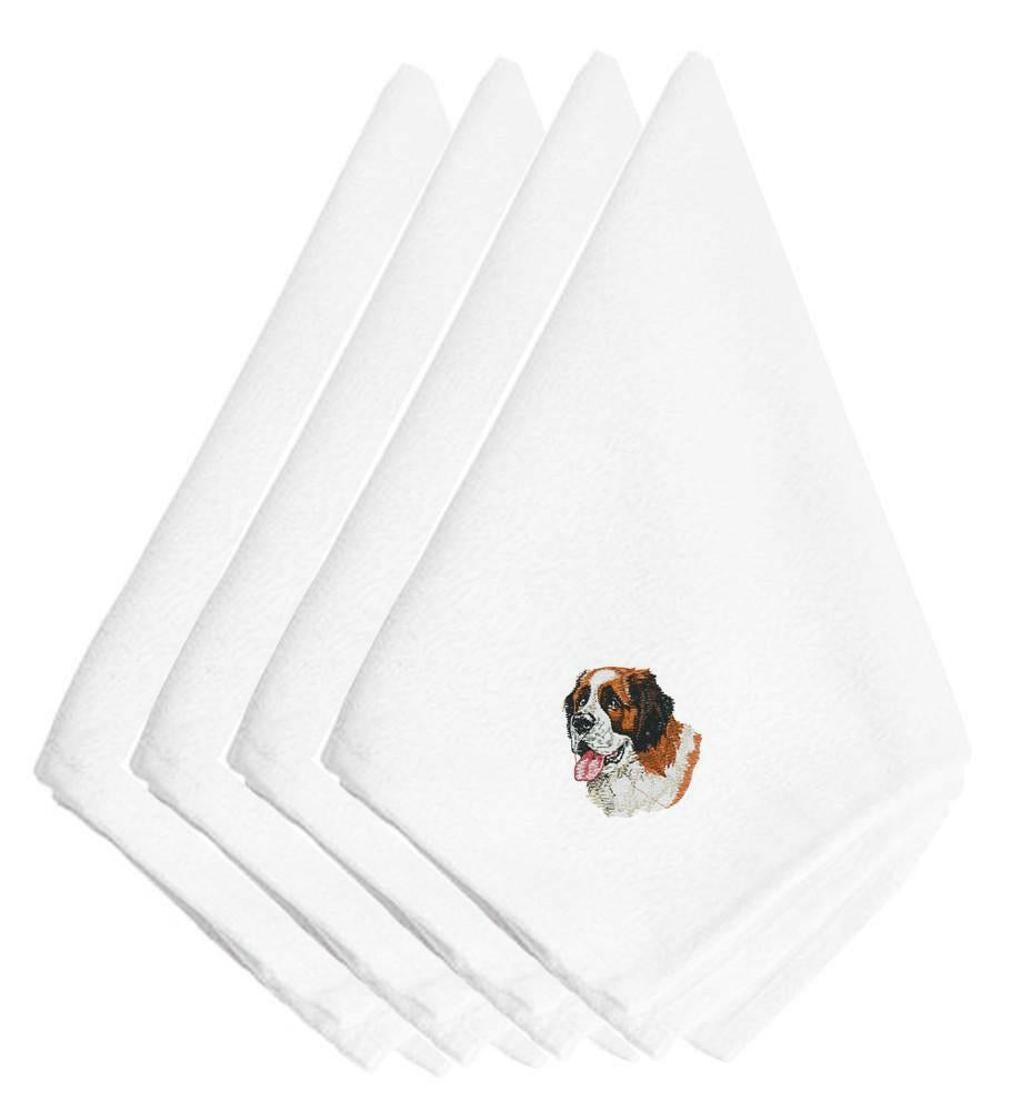 Saint Bernard Embroidered Napkins Set of 4 EMBT2712NPKE by Caroline&#39;s Treasures