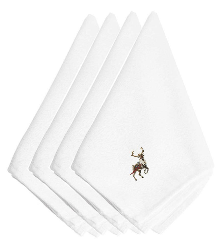 Christmas Reindeer Embroidered Napkins Set of 4 EMBT2970NPKE by Caroline&#39;s Treasures