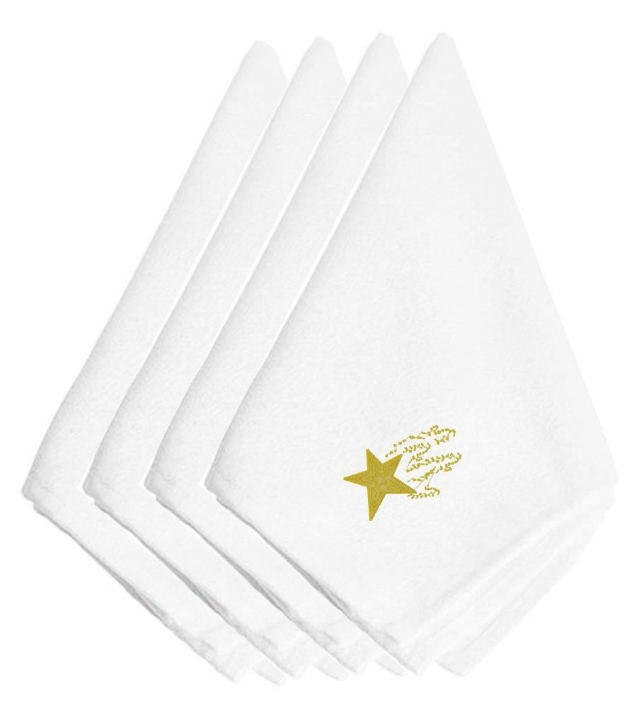 Christmas Gold Star Embroidered Napkins Set of 4 EMBT2982NPKE by Caroline&#39;s Treasures