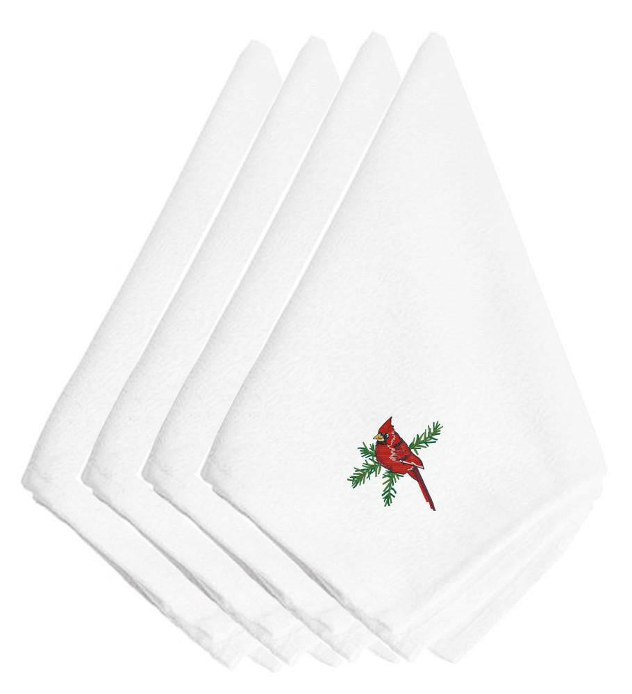 Christmas Cardinal Embroidered Napkins Set of 4 EMBT2984NPKE by Caroline&#39;s Treasures