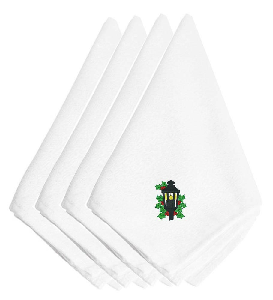 Christmas Lantern Embroidered Napkins Set of 4 EMBT2987NPKE by Caroline&#39;s Treasures