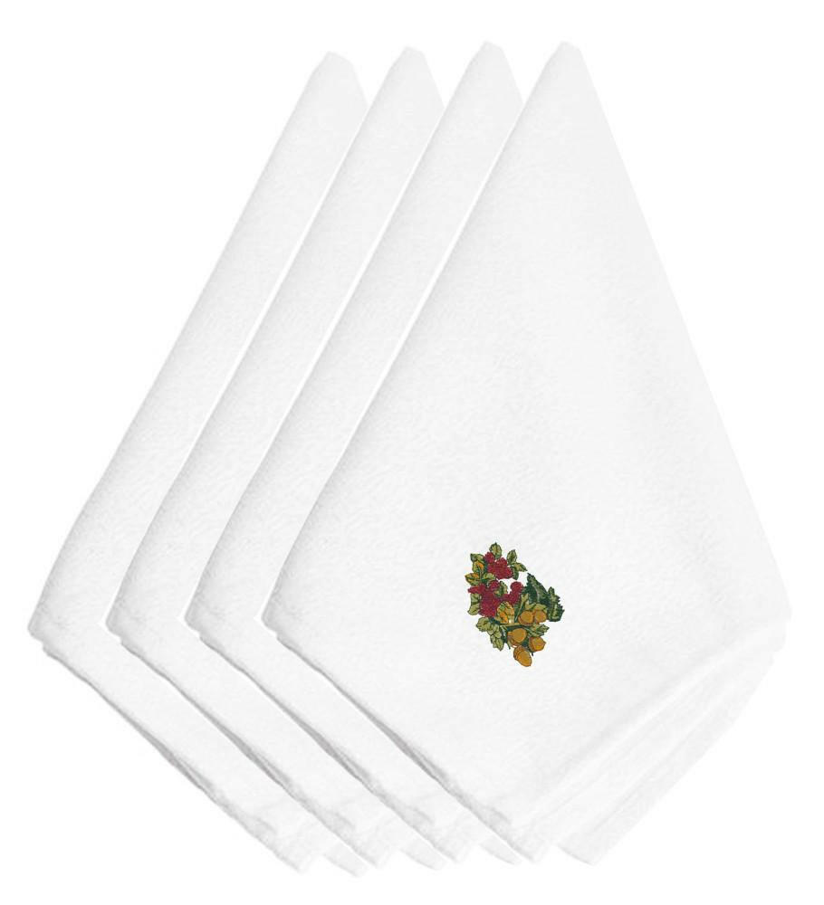 Fall Raspberries and Acorns Embroidered Napkins Set of 4 EMBT3817NPKE by Caroline's Treasures