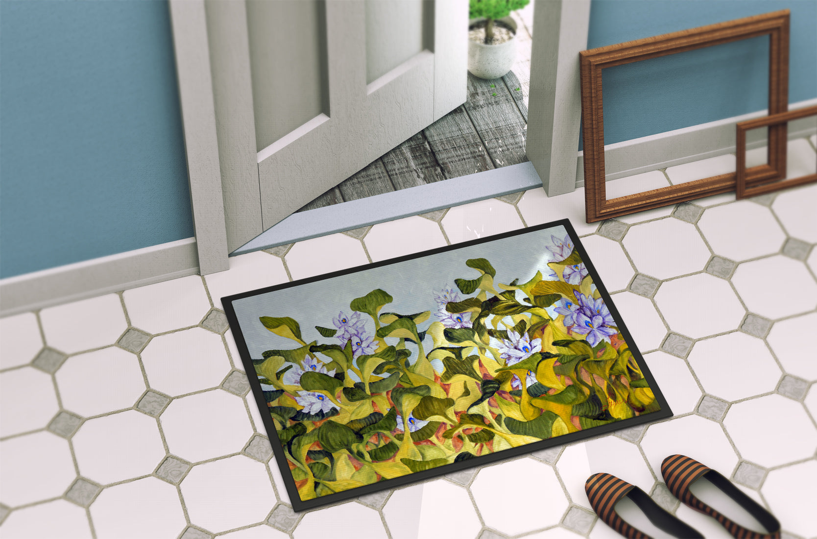 Water Hyacinth by Ferris Hotard Indoor or Outdoor Mat 18x27 - the-store.com