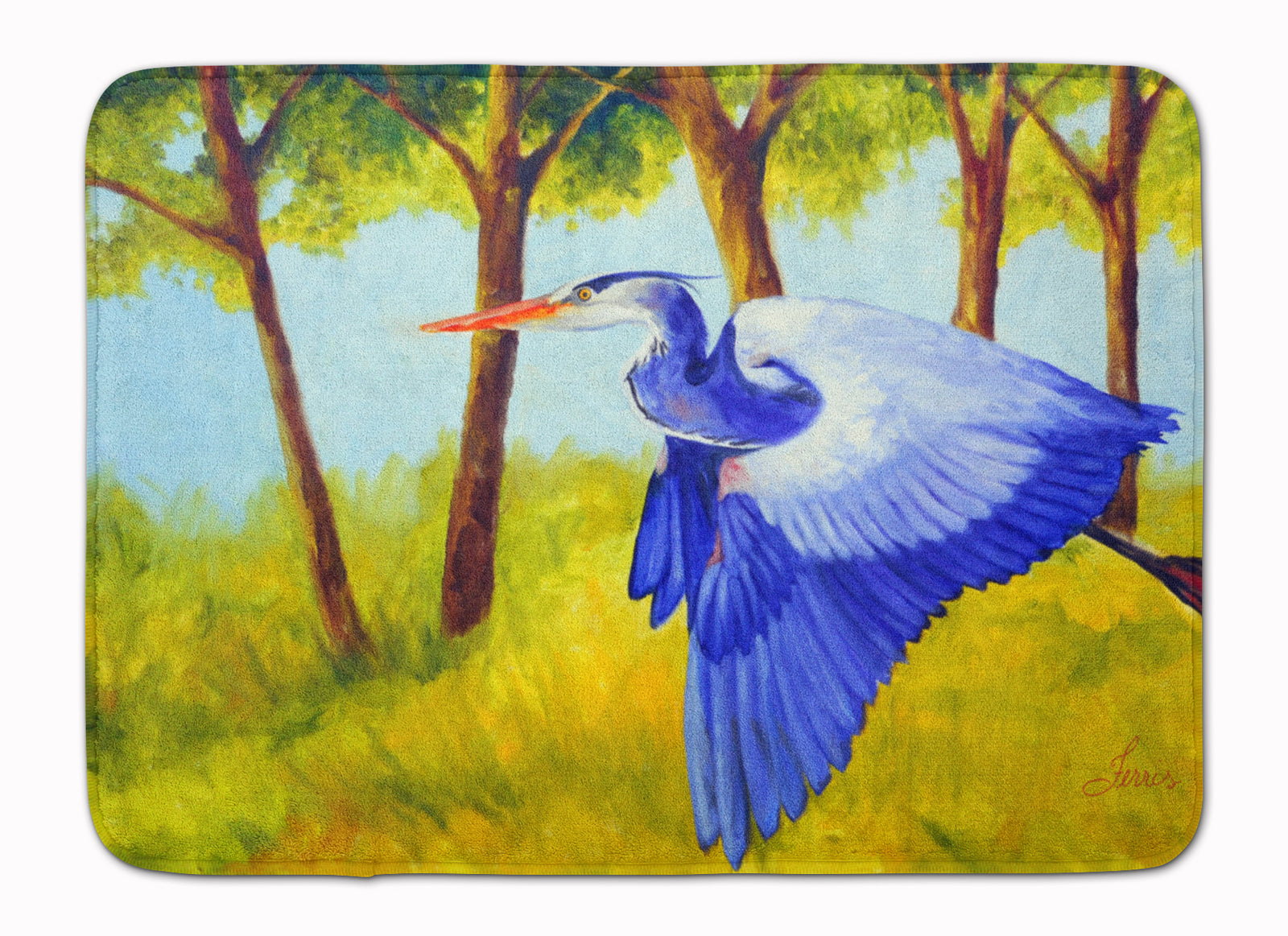 Fyling Heron by Ferris Hotard Machine Washable Memory Foam Mat - the-store.com