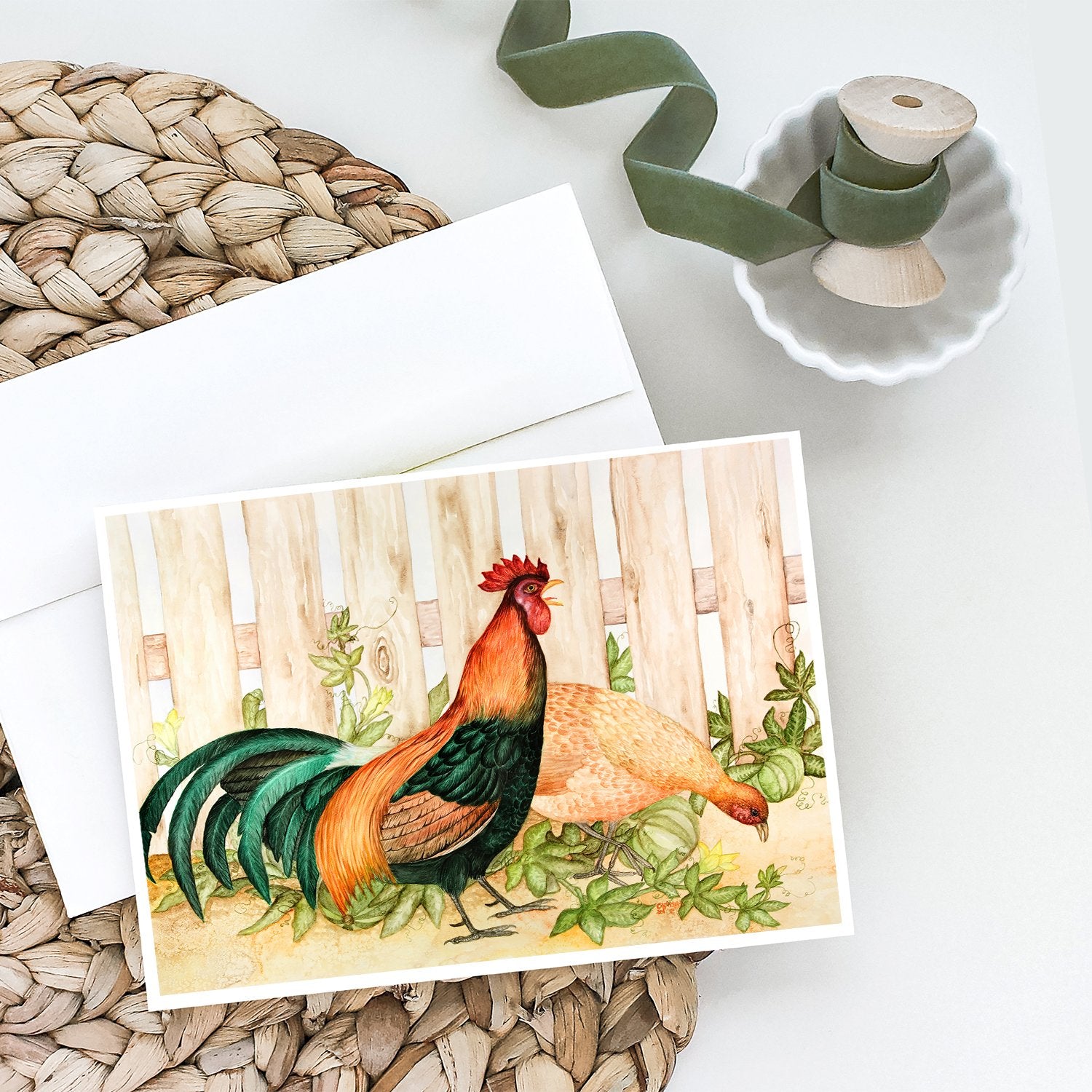 Buy this Chicken and Rooster by Ferris Hotard Greeting Cards and Envelopes Pack of 8