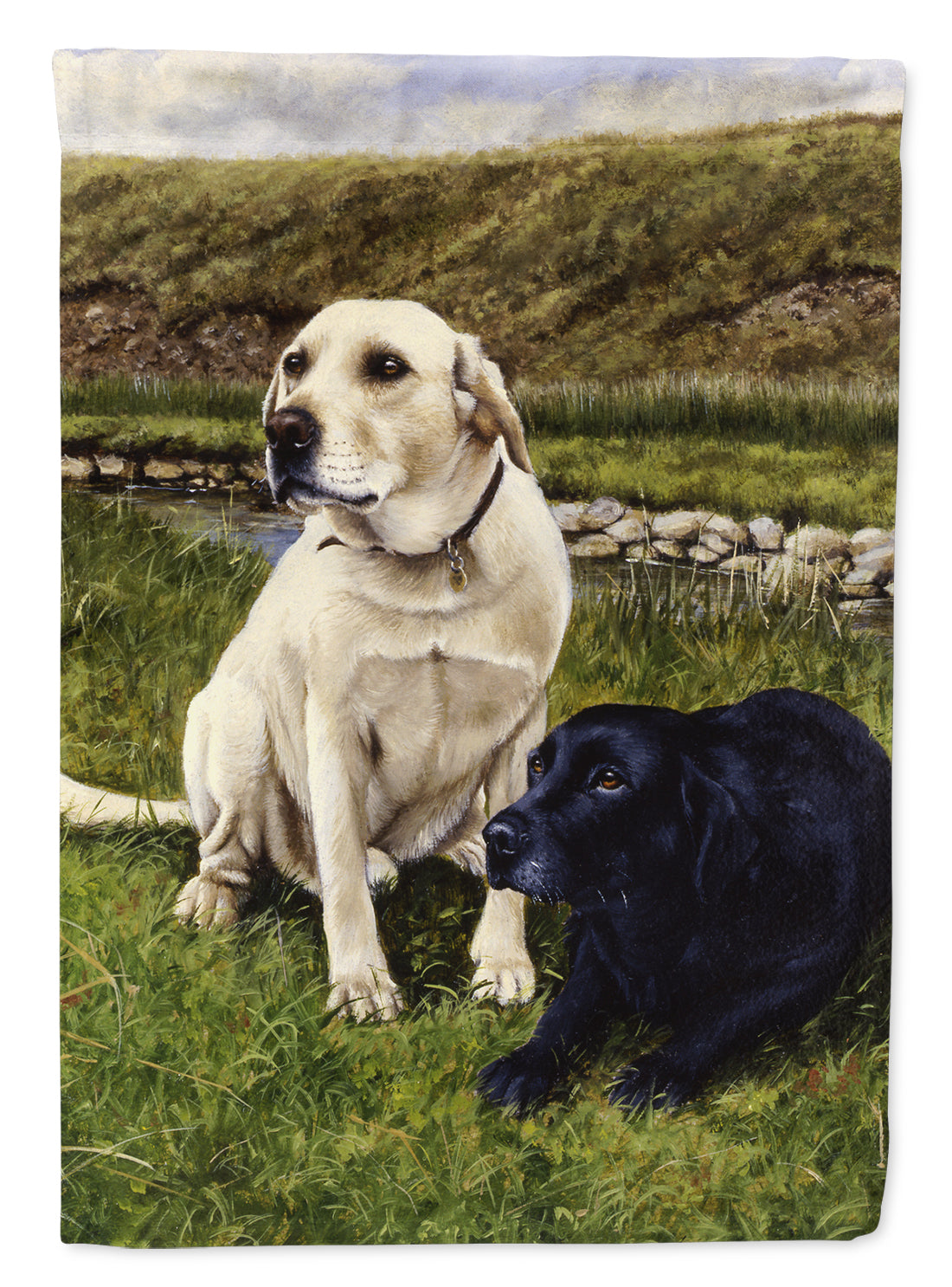 Yellow and Black Labradors Flag Garden Size FRF0018GF.