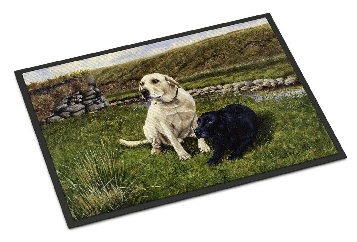 Yellow and Black Labradors Indoor or Outdoor Mat 24x36 FRF0018JMAT - the-store.com