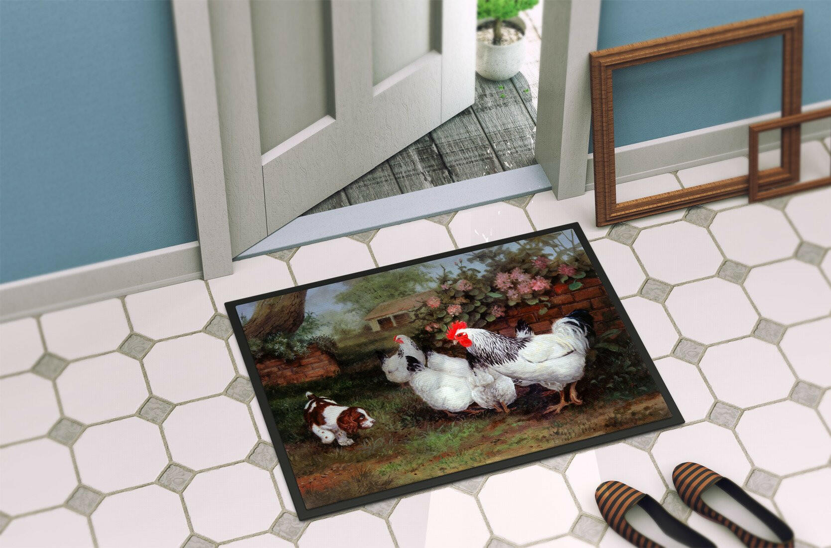 Chickens, Hens and Puppy Indoor or Outdoor Mat 24x36 HEH0003JMAT - the-store.com