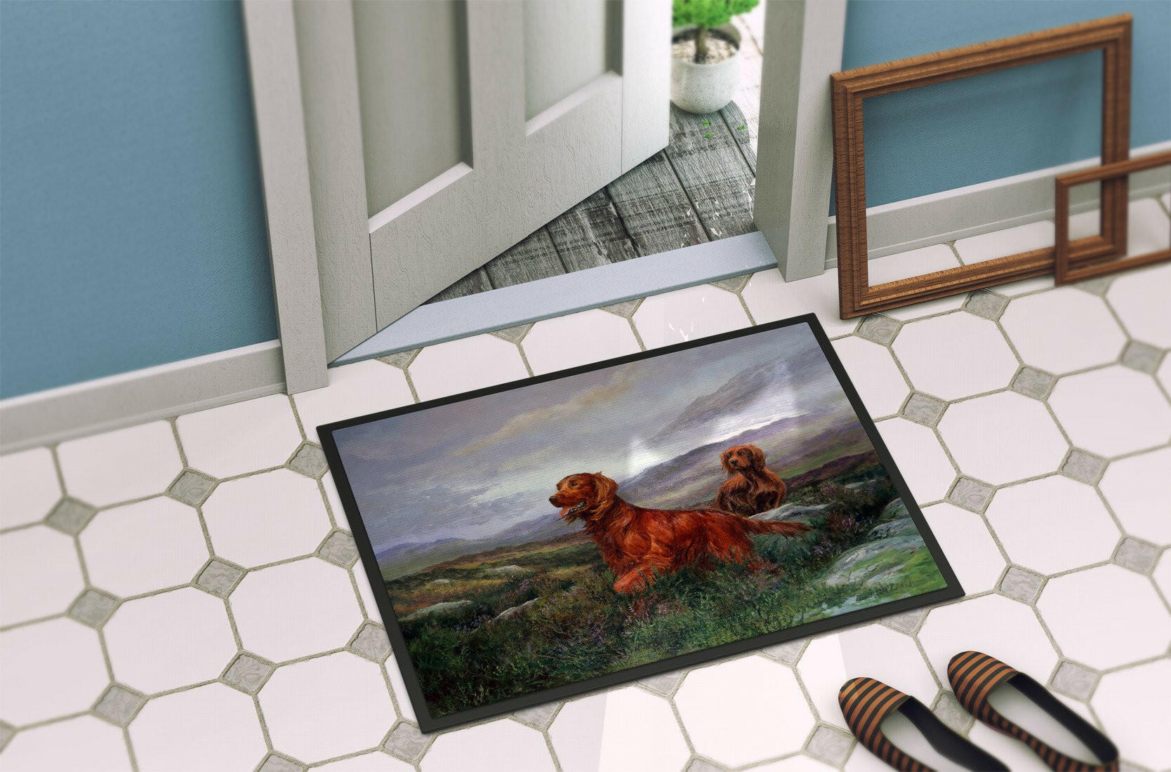 Irish Setters by Elizabeth Halstead Indoor or Outdoor Mat 24x36 HEH0081JMAT - the-store.com