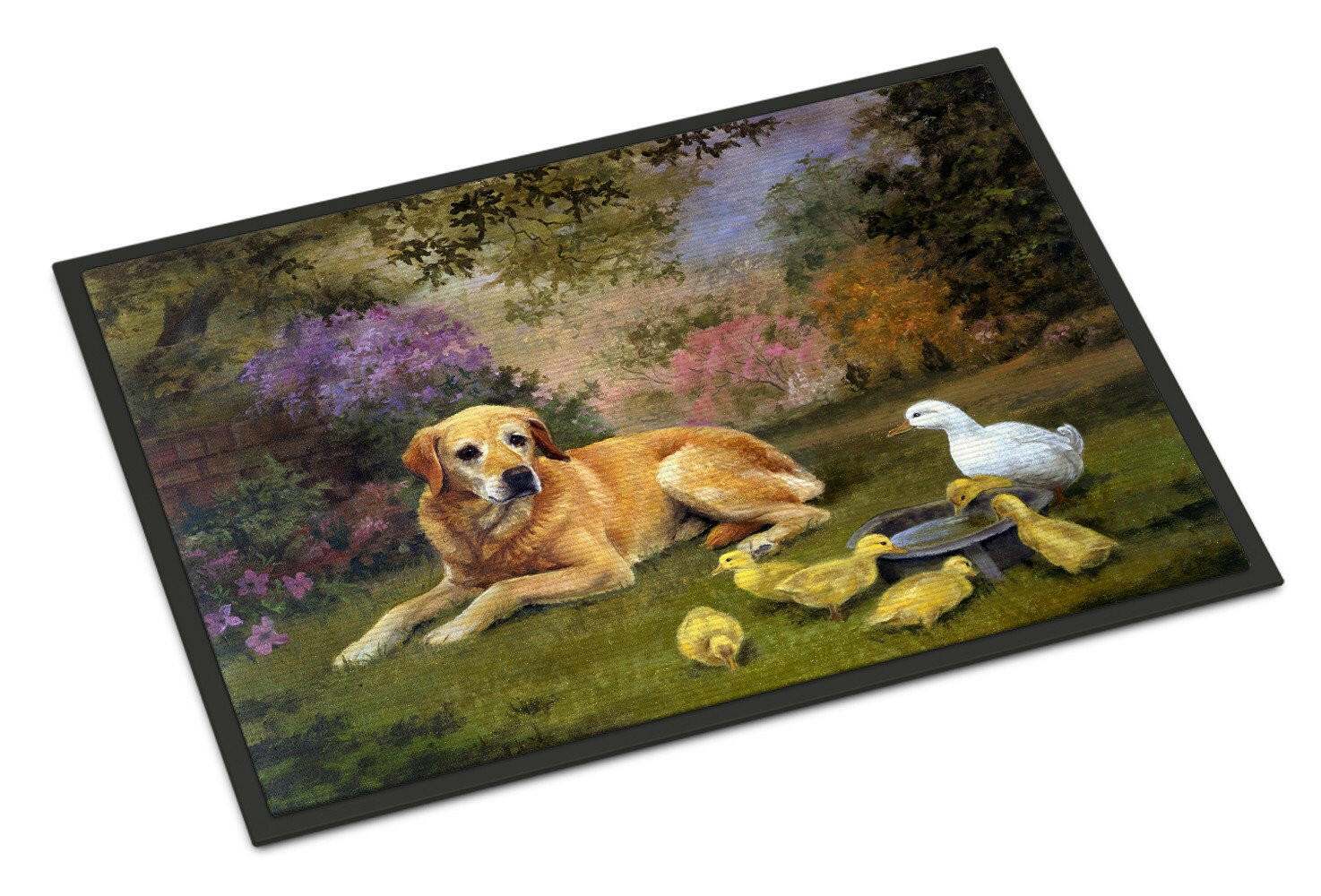 Yellow Labrador and Chicks Indoor or Outdoor Mat 24x36 HEH0096JMAT - the-store.com