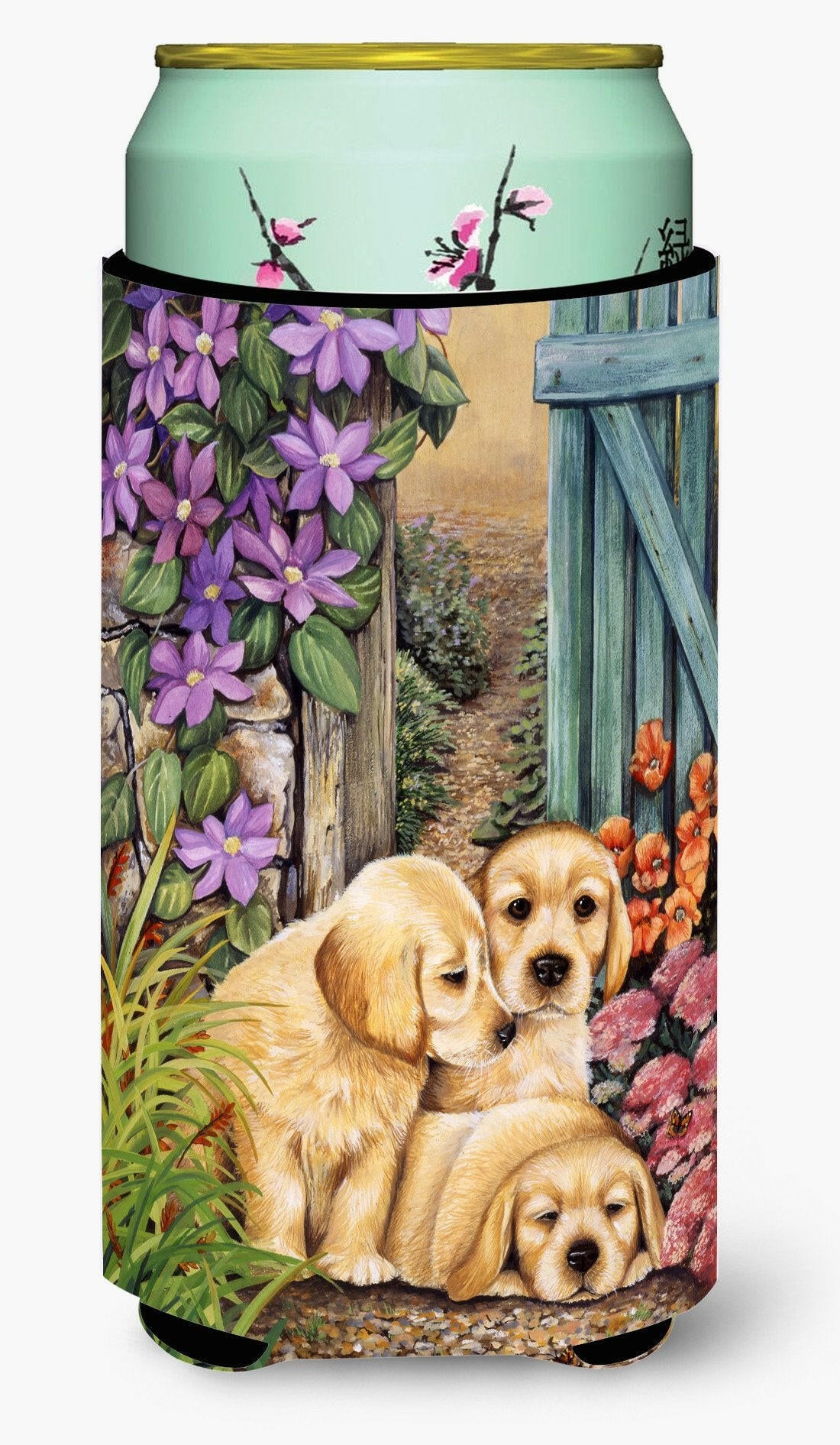 Yellow Labrador Puppies by Lesley Hallas Tall Boy Beverage Insulator Hugger HLH0418TBC by Caroline's Treasures