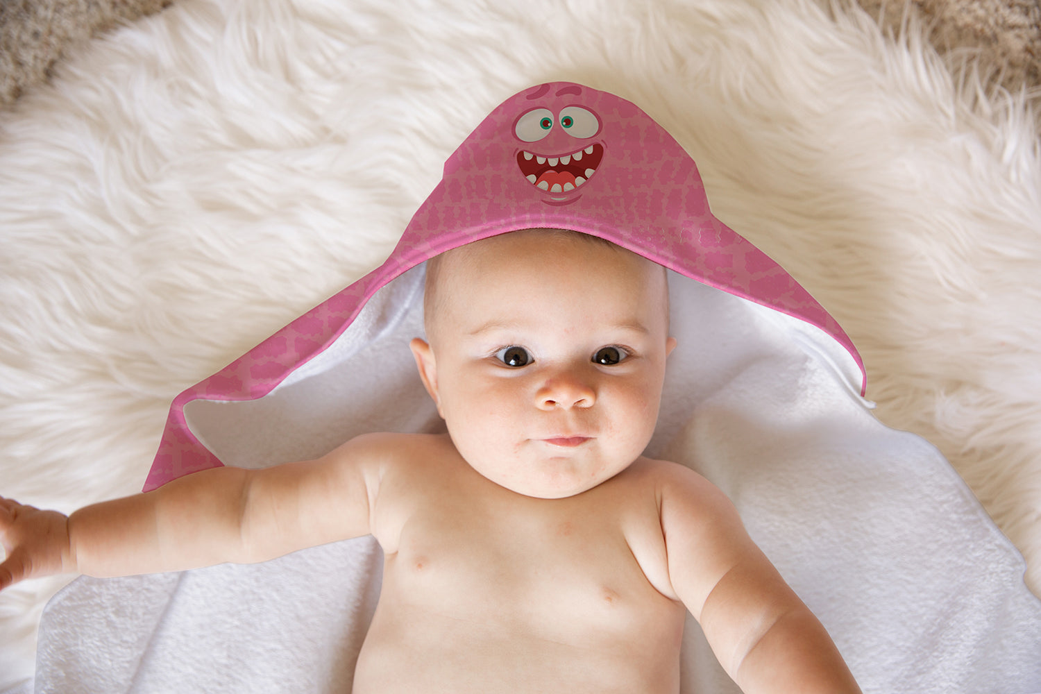 Pink Monster Soft and Absorbent Hooded Baby Towel - the-store.com