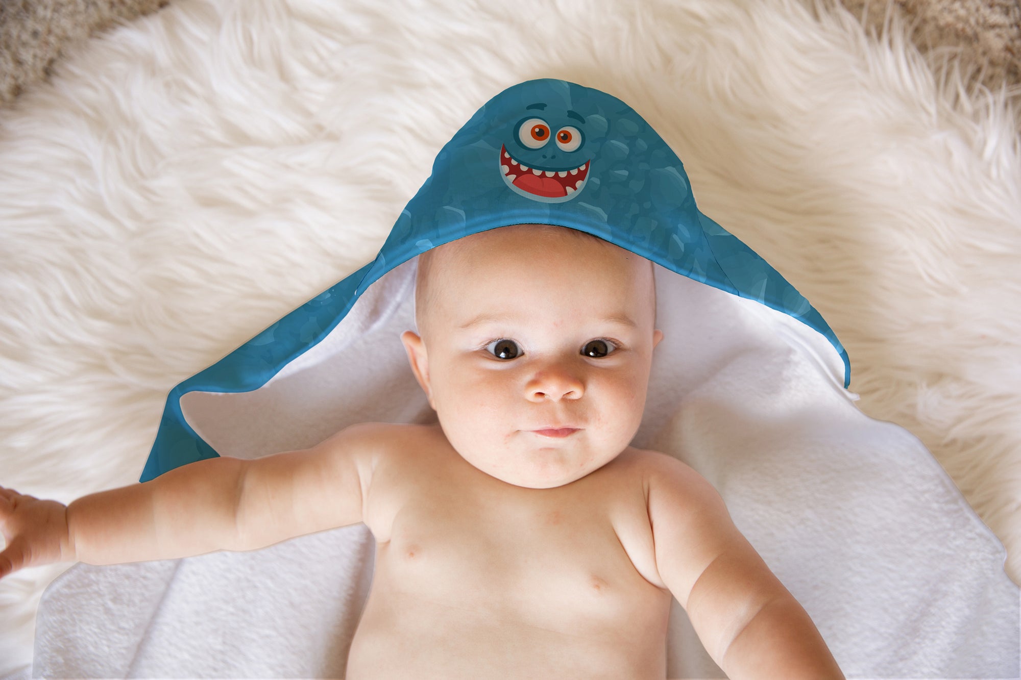 Blue Monster Soft and Absorbent Hooded Baby Towel - the-store.com